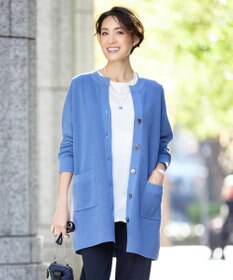 J.PRESS LADIES 【洗える】 ガスコットンアウター キーネック カーディガン