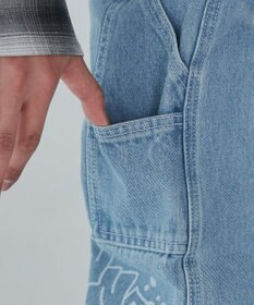 WEGO 【ウエスト紐で調整】イージーペインターグラフィックデニムパンツ