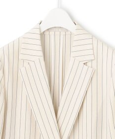 ICB L 【洗える】 LooseWeave ストライプ柄ダブルブレストジャケット