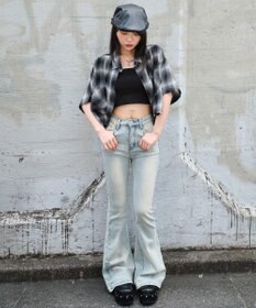 WEGO ショートチェックシャツ（S）