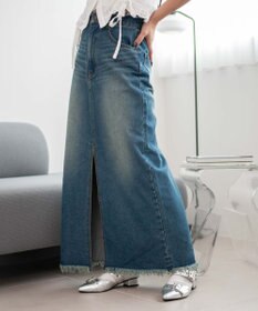 WEGO フリンジロングスリットデニムスカート
