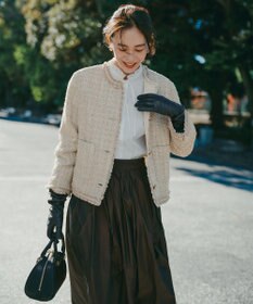 自由区 ファンシーノットツイードノーカラー ジャケット