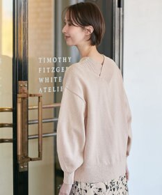 自由区 【XSサイズ～/洗える】コットンブレンドコード Vネックニット