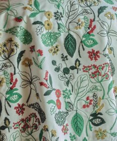 muuc 筆記帳刺繍ヨーク切り替えワンピース〈国産・muucオリジナル総柄刺繍〉〈オーガニック綿〉〈前開き・羽織にも〉〈3シーズン春夏秋〉