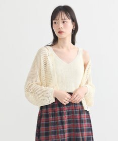earth music&ecology ＳＥＴ２点メッシュニットカーディガン＋ビスチェ