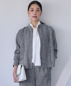 ICB ライトスラブツイード シャツジャケット ブラック×オフホワイトミックス