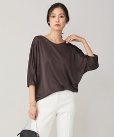 ICB 【洗える】トリアセサテンスムース 7分袖プルオーバー