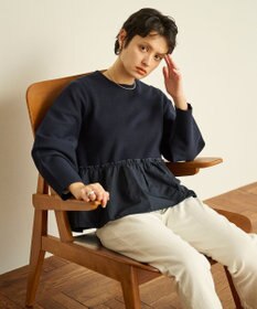 #Newans 【洗える】コンビネーションペプラムチュニックニット