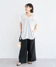 Green Parks ドロストネックフレンチスリーブブラウス