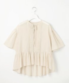 23区 S 【GOLD LABEL】コットンオーガンジー ピンタックリボン ペプラムブラウス