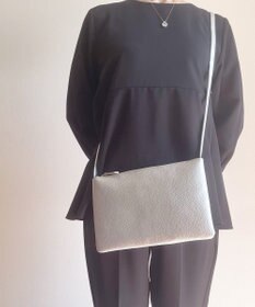 Hekhèr Le Style de Vie 新素材・新色追加【日本製】シュリンクレザー スクエアショルダーバッグ シルバー