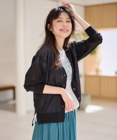 ANY L 【洗濯機可/接触冷感/アンチピリング】シアーニットVネックカーディガン