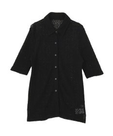 earth music&ecology ストレッチレース襟付シャツ