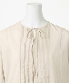 23区 S 【GOLD LABEL】コットンオーガンジー ピンタックリボン ペプラムブラウス