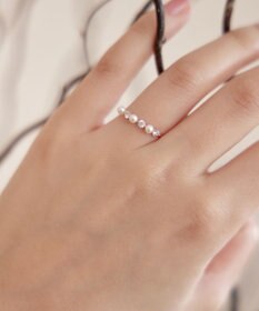 Tiaclasse 3粒パール&ストーンリング