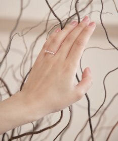 Tiaclasse 3粒パール&ストーンリング