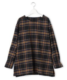 23区 L 【Lサイズ限定】ブラッシュド ビエラチェック ノーカラーブラウス