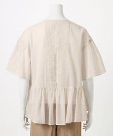 23区 S 【GOLD LABEL】コットンオーガンジー ピンタックリボン ペプラムブラウス
