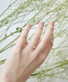 Tiaclasse 3粒パール&ストーンリング