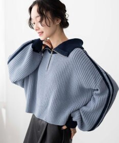 WEGO 2ラインハーフジップニットプルオーバー