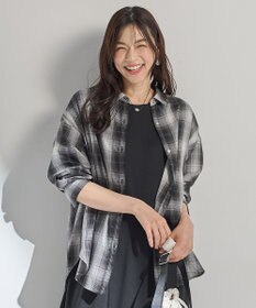 ANY L オンブレーチェックオーバーシャツ