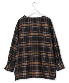 23区 L 【Lサイズ限定】ブラッシュド ビエラチェック ノーカラーブラウス