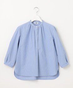 J.PRESS LADIES 【洗える・接触冷感・UVカット】エステネージュストライプ バンドカラーブラウス