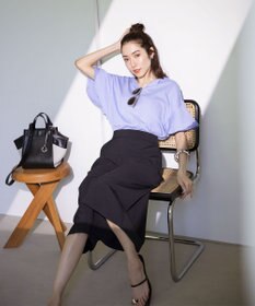 組曲 【汗ジミ防止・撥水】GIZAプレーティング天竺袖フリル カットソー