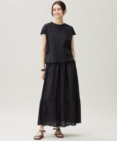 自由区 L 【カタログ掲載・接触冷感・洗える】エンブロイダリーローンティアード スカート
