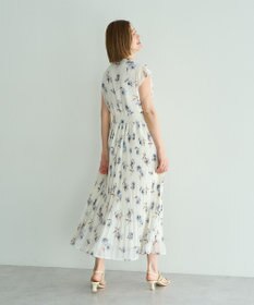 YECCA VECCA フラワー柄フリルプリーツワンピース