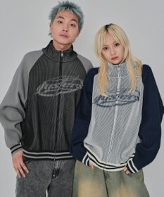 WEGO 【ユニセックス着用ITEM/MLサイズ展開】ラグラングラフィックニットブルゾン
