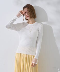 YECCA VECCA 袖口シアーリブニット