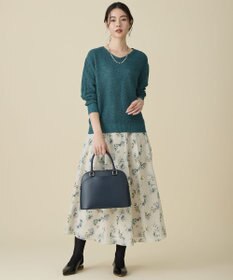 自由区 L エアリーローン花柄プリント スカート