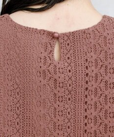 Tiaclasse L 【洗える】レースコンビチュニックブラウス