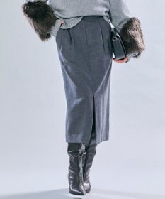 BEIGE， 【VERY NaVY12月号掲載】TERNES / 2タックウールスカート Md.Gray