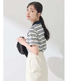 earth music&ecology 襟付きボーダープルオーバー