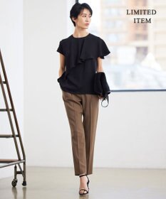 ICB 【接触冷感・UVケア・防シワ・洗える】エステルダブルクロス  ラッフルデザインブラウス