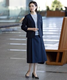 J.PRESS LADIES 【セットアップ対応・洗える・UVケア・吸水速乾】OXIJEWELストレッチ ノーカラー ジャケット