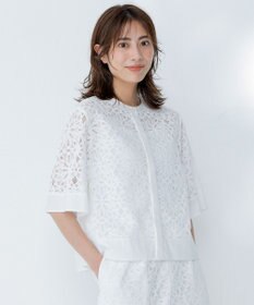 自由区 フラワータイルレース ブラウス