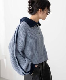 WEGO 2ラインハーフジップニットプルオーバー