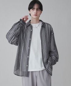 WEGO 【ユニセックス着用ITEM】ストライプメッシュBIGシャツ
