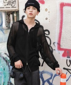 WEGO 【ユニセックス着用ITEM】メッシュニットZIPパーカー