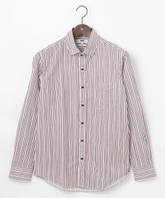 JOSEPH ABBOUD 【オーガニックコットン使用】 オーガニックコードストライプ シャツ ワイン系1