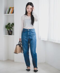 caqu FS linen ankle tapered アンクル丈 テーパードボーイフィットリネンデニム