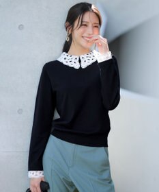 ANY SIS レース襟 ニット ブラック
