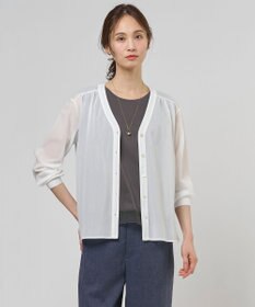 J.PRESS LADIES 【冷房対策に】シアードライトリコット Vネック カーディガン ホワイト系