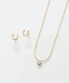 Phoebe 〈オンワード限定セット〉ラッキーホースシューピアス×シャインベゼルセッティングネックレス