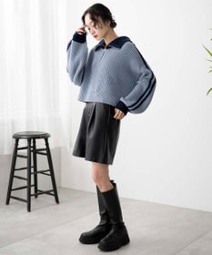 WEGO 2ラインハーフジップニットプルオーバー