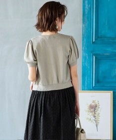 Tiaclasse L 【洗える】ひんやり心地良いパフ袖ニットカーディガン