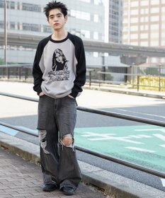 WEGO ラグランジャガードグラフィックプルオーバー